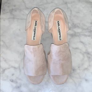 Cream Karl Lagerfeld block heels